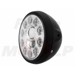 REFLEKTOR PRZEDNIA LAMPA PRZÓD LED LEDOWA SOCZEWKA CZARNY MAT HARLEY BUGGY HOMOLOGACJA E4 HC/R