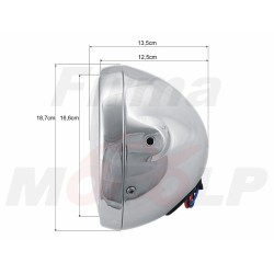 REFLEKTOR PRZEDNIA LAMPA PRZÓD LED LEDOWA SOCZEWKA CHROM HARLEY CHOPPER DRAG BUGGY HOMOLOGACJA E4 HC/R