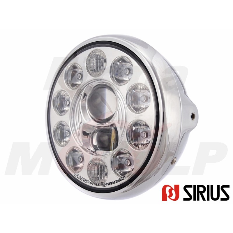 REFLEKTOR PRZEDNIA LAMPA PRZÓD LED LEDOWA SOCZEWKA CHROM HARLEY CHOPPER DRAG BUGGY HOMOLOGACJA E4 HC/R