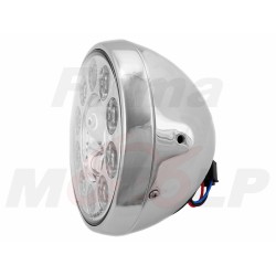 REFLEKTOR PRZEDNIA LAMPA PRZÓD LED LEDOWA SOCZEWKA CHROM HARLEY CHOPPER DRAG BUGGY HOMOLOGACJA E4 HC/R
