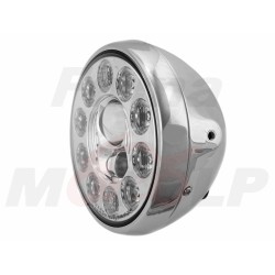 REFLEKTOR PRZEDNIA LAMPA PRZÓD LED LEDOWA SOCZEWKA CHROM HARLEY CHOPPER DRAG BUGGY HOMOLOGACJA E4 HC/R