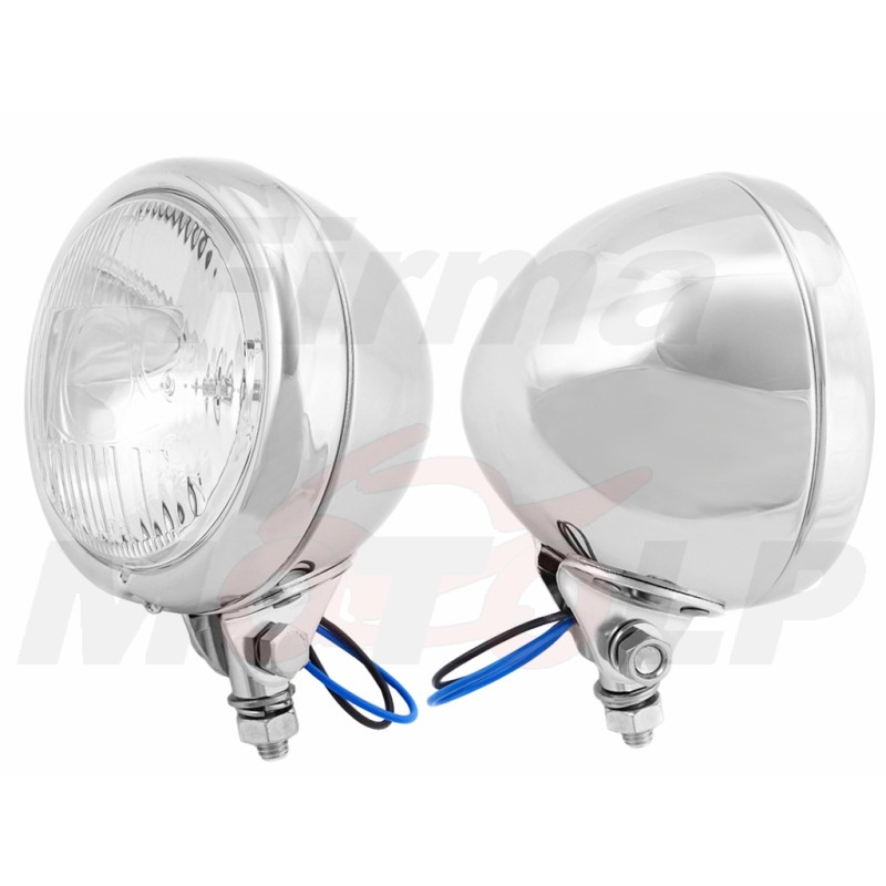 REFLEKTORY LIGHTBARY PRZEDNIE LAMPY PRZÓD 4,5 CALA CHROM METAL HOMOLOGACJA E13 - HR