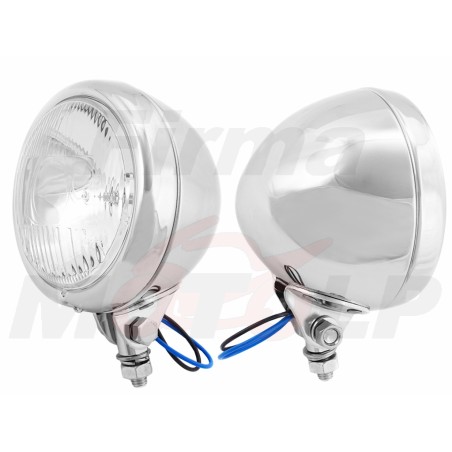 REFLEKTORY LIGHTBARY PRZEDNIE LAMPY PRZÓD 4,5 CALA CHROM METAL HOMOLOGACJA E13 - HR