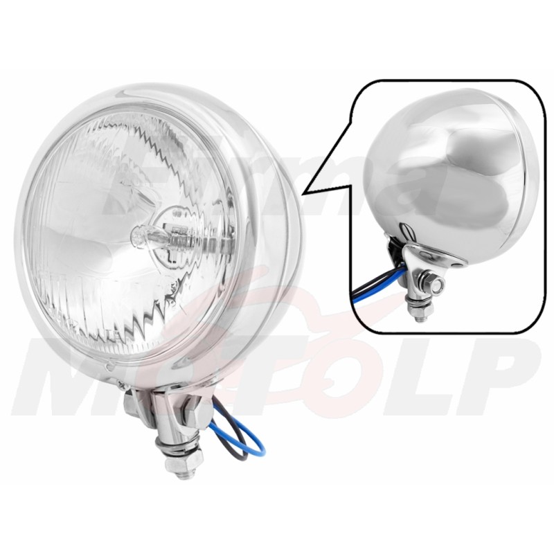 REFLEKTOR PRZEDNIA LAMPA PRZÓD DODATKOWA 4,5 CALA CHROM HOMOLOGACJA E13 - HR