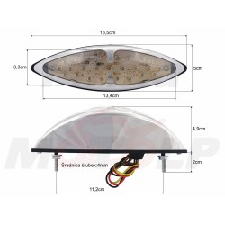 TYLNA LAMPA TYŁ LED LEDOWA CHROMOWANA ŁEZKA 12V 1,68W/0,6W ŚWIATŁO STOP HOMOLOGACJA E11
