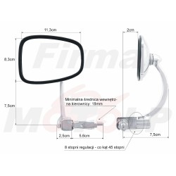 LUSTRA LUSTERKA CHROMOWANE METALOWE DO MONTAŻU W KIEROWNICY O ŚREDNICY WEWNĘTRZNEJ 18MM