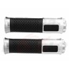 TUNING MANETKI MOTOCYKLOWE GUMY GRIPY CZARNE SREBRNE NA KIEROWNICĘ 22MM