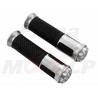 TUNING MANETKI MOTOCYKLOWE GUMY GRIPY CZARNE SREBRNE NA KIEROWNICĘ 22MM