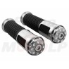 TUNING MANETKI MOTOCYKLOWE GUMY GRIPY CZARNE SREBRNE NA KIEROWNICĘ 22MM