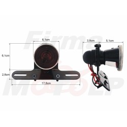 TYLNA LAMPA TYŁ UNIWERSALNA NA BŁOTNIK CZARNY POŁYSK Z UCHWYTEM TABLICY 12V 23/8W