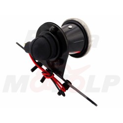 TYLNA LAMPA TYŁ UNIWERSALNA NA BŁOTNIK CZARNY POŁYSK Z UCHWYTEM TABLICY 12V 23/8W