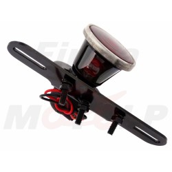 TYLNA LAMPA TYŁ UNIWERSALNA NA BŁOTNIK CZARNY POŁYSK Z UCHWYTEM TABLICY 12V 23/8W