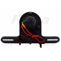 TYLNA LAMPA TYŁ UNIWERSALNA NA BŁOTNIK CZARNY POŁYSK Z UCHWYTEM TABLICY 12V 23/8W