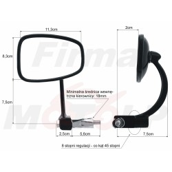 LUSTRA LUSTERKA CZARNY MAT METALOWE DO MONTAŻU W KIEROWNICY O ŚREDNICY 18MM