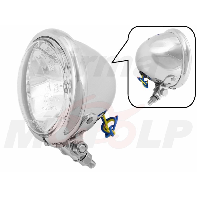 PRZEDNIA LAMPA PRZÓD REFLEKTOR LIGHTBAR 4,5 CALA CHROM METAL HOMOLOGACJA E4 - HR - halogenowe drogowe