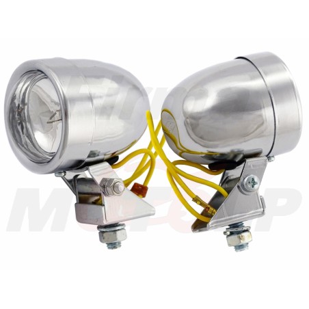 MINI REFLEKTORY PRZEDNIE LAMPY PRZÓD LIGHTBARY HALOGENY CHROM METAL 12V 35W