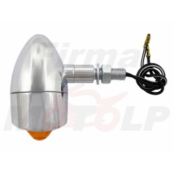 MIGACZE KIERUNKOWSKAZY KIERUNKI METALOWE CHROMOWANE Z DASZKIEM 12V 23W GWINT M10