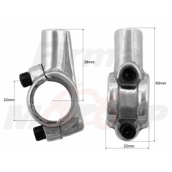 SREBRNY METALOWY UCHWYT MOCOWANIE LUSTERKA M8 8MM NA KIEROWNICĘ 22MM
