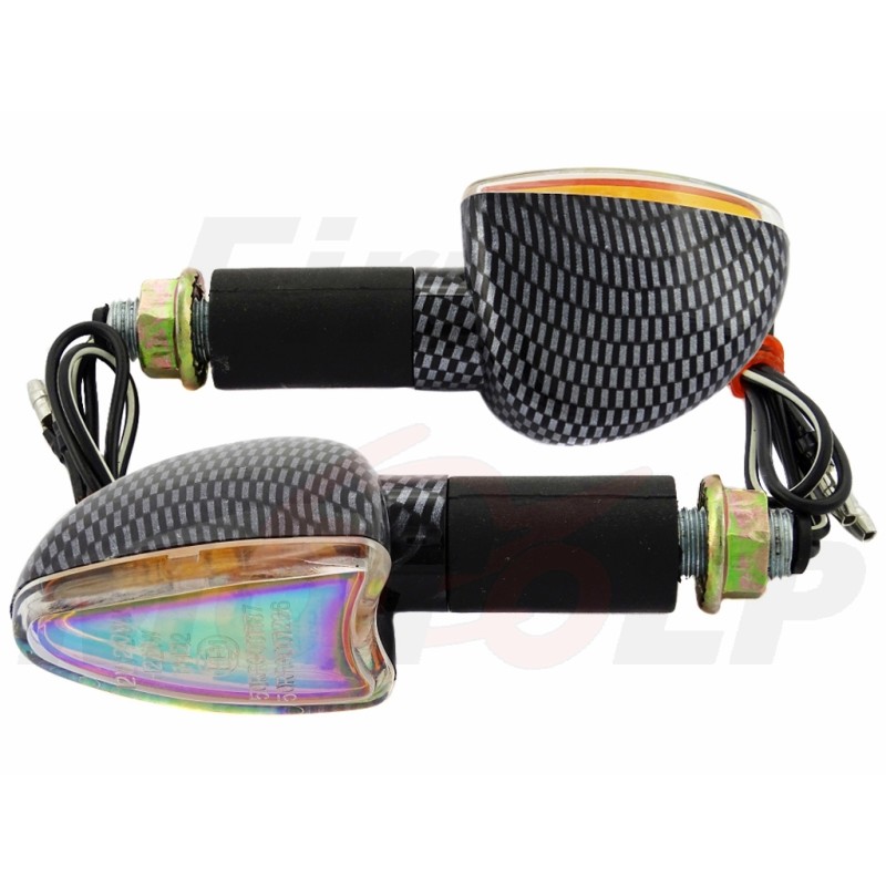 MIGACZE KIERUNKOWSKAZY KIERUNKI UNIWERSALNE CARBON TĘCZA 12V 21W HOMOLOGACJA E11