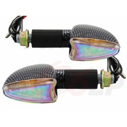 MIGACZE KIERUNKOWSKAZY KIERUNKI UNIWERSALNE CARBON TĘCZA 12V 21W HOMOLOGACJA E11