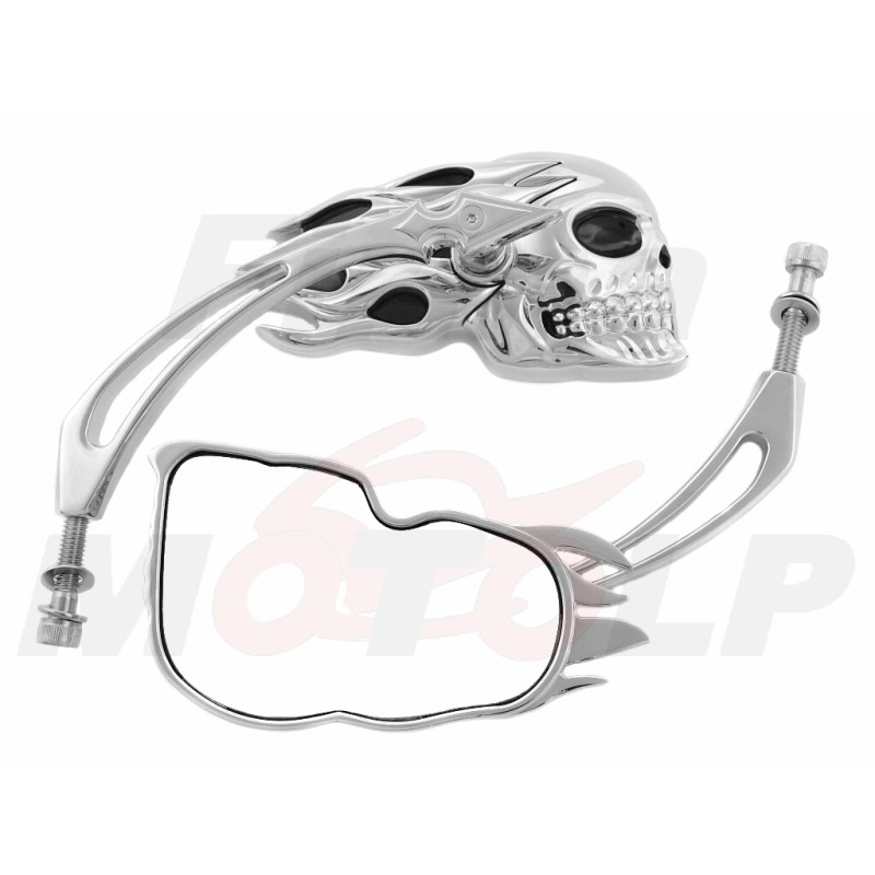 LUSTRA LUSTERKA METALOWE CHROMOWANE CZACHA CZASZKA HARLEY DAVIDSON HD H-D 8MM