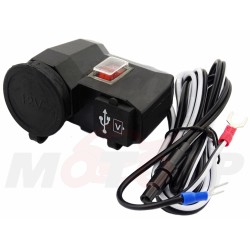 MOTOCYKLOWE GNIAZDO 2X USB ZAPALNICZKI OUT DC 5V / 3.1A - UCHWYT OTWÓR 12MM
