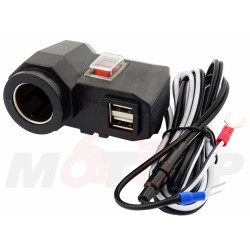 MOTOCYKLOWE GNIAZDO 2X USB ZAPALNICZKI OUT DC 5V / 3.1A - UCHWYT OTWÓR 12MM