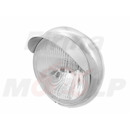 REFLEKTOR PRZEDNIA LAMPA MOTOCYKLOWA PRZÓD CHROM METAL 7 1/2 CALA HOMOLGACJA E4