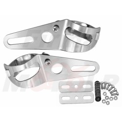 UCHWYTY MOCOWANIA REFLEKTORA PRZEDNIEJ LAMPY PRZÓD CHROM OBEJMA RURY 36MM - 49MM