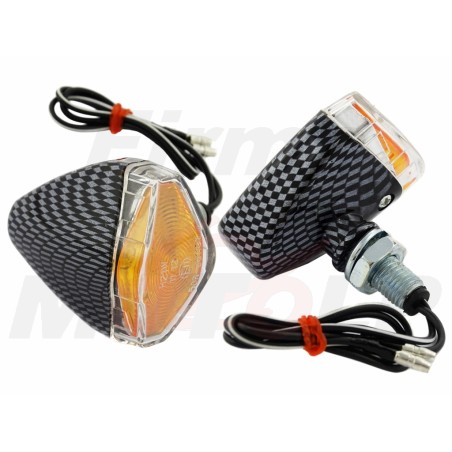 MIGACZE KIERUNKOWSKAZY KIERUNKI CARBON 12V 21W ŚRUBA M10 HOMOLOGACJA E11