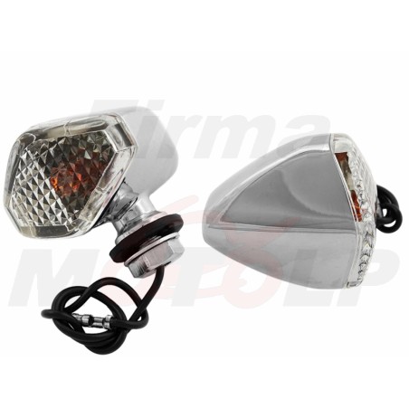 BIAŁE MIGACZE KIERUNKOWSKAZY KIERUNKI CHROM METAL ŻARÓWKA 12V 23W ŚRUBA 8MM