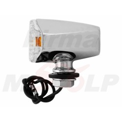 BIAŁE MIGACZE KIERUNKOWSKAZY KIERUNKI CHROM METAL ŻARÓWKA 12V 23W ŚRUBA 8MM