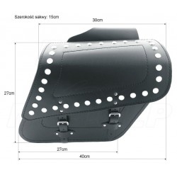 SAKWY SKÓRZANE CZARNE BOCZNE 11L CHOPPER DRAG CRUISER KLASYK