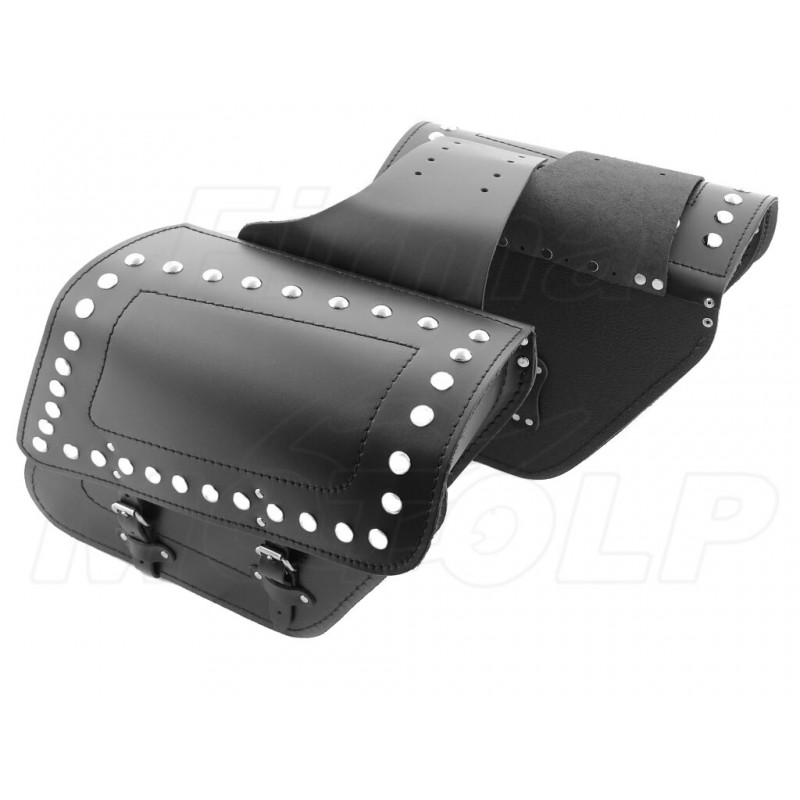 SAKWY SKÓRZANE CZARNE BOCZNE 11L CHOPPER DRAG CRUISER KLASYK