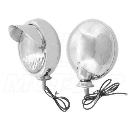 REFLEKTORY LIGHTBARY LAMPY PRZÓD CHROMOWANE 4,5 CALA KOMPLET