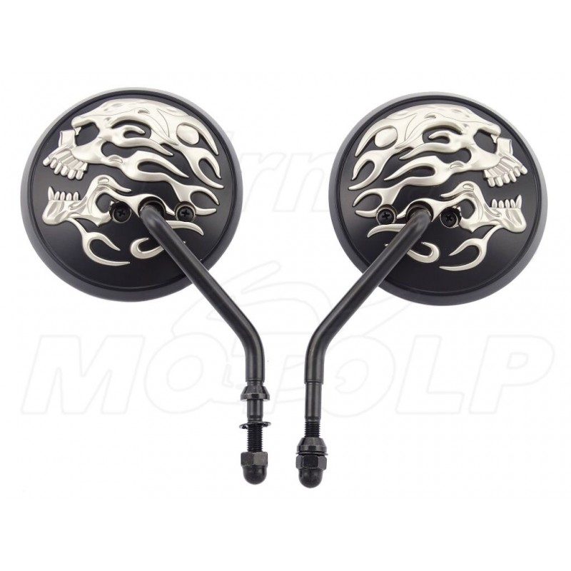 LUSTERKA CZARNE CZASZKA METAL HARLEY DAVIDSON HD 8MM