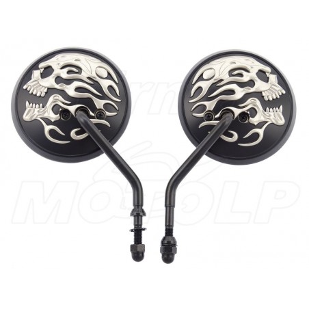 LUSTERKA CZARNE CZASZKA METAL HARLEY DAVIDSON HD 8MM