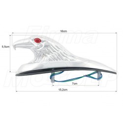 ŚWIECĄCY SREBRNY ORNAMENT ORZEŁ NA BŁOTNIK LED 12V - CHOPPER DRAG CRUISER KLASYK