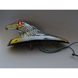 ŚWIECĄCY SREBRNY ORNAMENT ORZEŁ NA BŁOTNIK LED 12V - CHOPPER DRAG CRUISER KLASYK