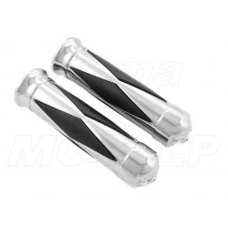 MANETKI MOTOCYKLOWE METALOWE GUMY NA KIEROWNICĘ 22MM CHROM