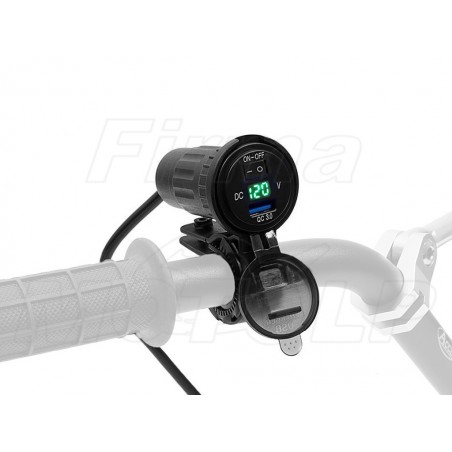 MOTOCYKLOWE GNIAZDO USB QC3.0 WOLTOMIERZ 12V 24V