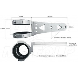 SREBRNE UCHWYTY REFLEKTORA PRZEDNIEJ LAMPY NA LAGI 49-54 MM OBRABIANE CNC