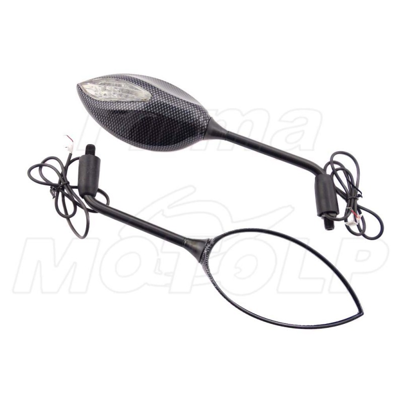 LUSTRA LUSTERKA Z KIERUNKAMI LED CARBON M10 10MM HOMOLOGACJA E9