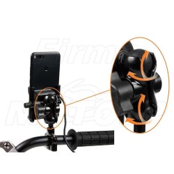 METALOWY UCHWYT NA TELEFON SMARTFON Z ŁADOWARKĄ USB QC NA KIEROWNICĘ LUB ŚRUBĘ