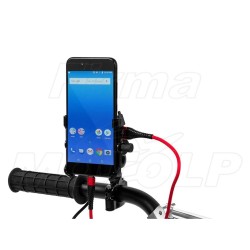 METALOWY UCHWYT NA TELEFON SMARTFON Z ŁADOWARKĄ USB QC NA KIEROWNICĘ LUB ŚRUBĘ