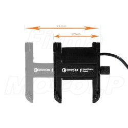METALOWY UCHWYT NA TELEFON SMARTFON Z ŁADOWARKĄ USB QC NA KIEROWNICĘ LUB ŚRUBĘ
