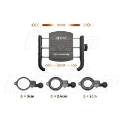 UCHWYT NA KIEROWNICĘ TELEFON SMARTFON Z ŁADOWARKĄ QC 3.0