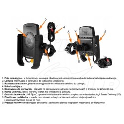 UCHWYT NA TELEFON SMARTFON Z ŁADOWARKĄ INDYKCYJNĄ + USC TYP-C