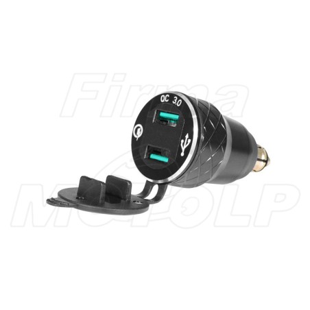 MOTOCYKLOWE GNIAZDO 2X USB QC 3.0 + WOLTOMIERZ