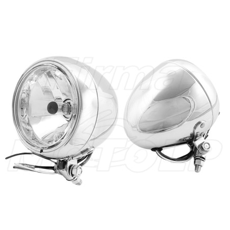 REFLEKTORY LIGHTBARY LAMPY PRZÓD 4,5 CALA CHROM METAL HOMOLOGACJA E4 C/R